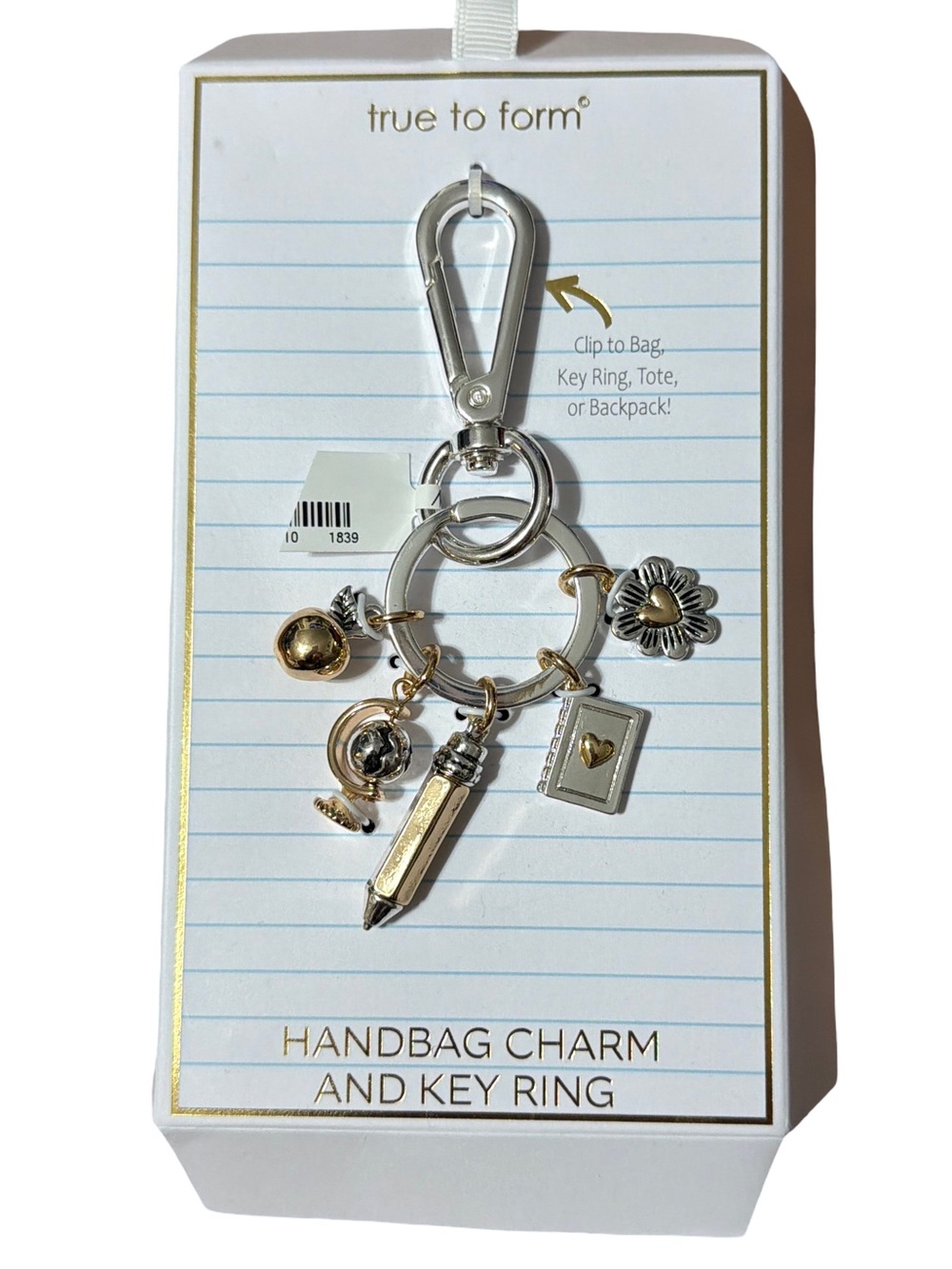 true to form Silver & Gold Handbag Charm Key Ring